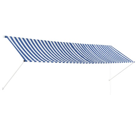vidaXL Toldo retráctil 400x150 cm azul y blanco