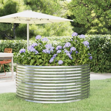 vidaXL Jardinera arriate acero recubrimiento polvo plata 140x140x68 cm
