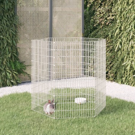 vidaXL Jaula para conejos 6 paneles hierro galvanizado 54x100 cm