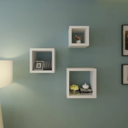 vidaXL Juego de estantes en forma de cubo 3 piezas blanco