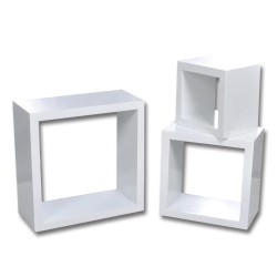 vidaXL Juego de estantes en forma de cubo 3 piezas blanco