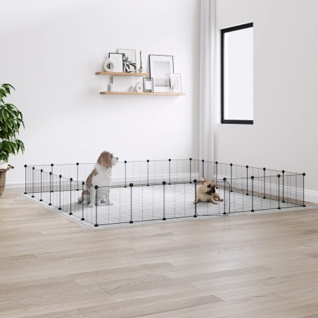 vidaXL Jaula para mascotas de 28 paneles puerta acero negro 35x35 cm