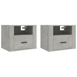 vidaXL Mesitas de noche de pared 2 uds gris hormigón 50x36x40 cm
