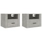 vidaXL Mesitas de noche de pared 2 uds gris hormigón 50x36x40 cm vidaXL Mesitas de noche de pared 2 uds gris hormigón 50x36x40 cm