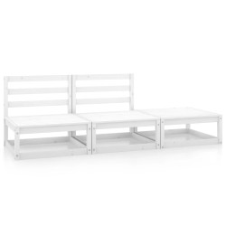 vidaXL Set de salón de jardín de 3 piezas blanco madera maciza de pino
