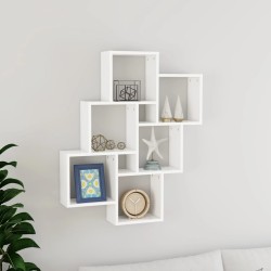 vidaXL Estante de cubo de pared madera contrachapada blanco 78x15x93cm