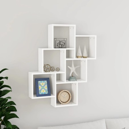 vidaXL Estante de cubo de pared madera contrachapada blanco 78x15x93cm