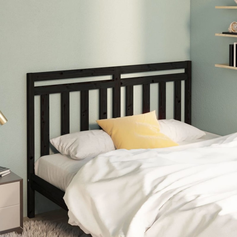 vidaXL Cabecero de cama madera maciza de pino negro 166x4x100 cm