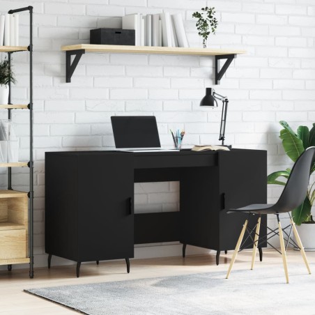 vidaXL Escritorio madera de ingeniería negro 140x50x75 cm