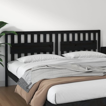vidaXL Cabecero de cama madera maciza de pino negro 205,5x4x100 cm