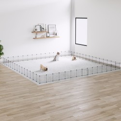 vidaXL Jaula para mascotas de 60 paneles puerta acero negro 35x35 cm