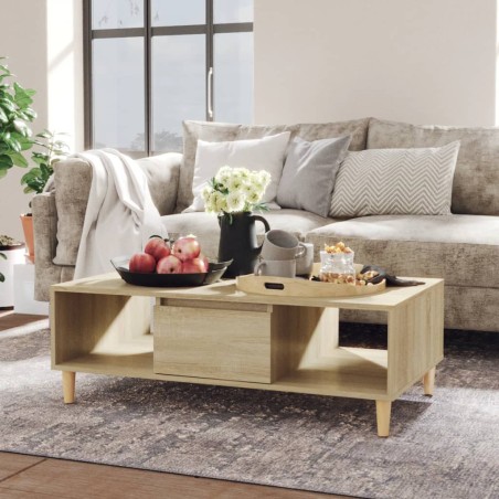 vidaXL Mesa de centro madera contrachapada color roble 103,5x60x35 cm