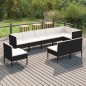vidaXL Set de muebles de jardín 9 pzas cojines ratán sintético negro vidaXL Set de muebles de jardín 9 pzas cojines ratán sintético negro