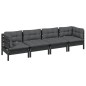 vidaXL Juego de muebles de jardín 4 pzas y cojines madera maciza pino vidaXL Juego de muebles de jardín 4 pzas y cojines madera maciza pino