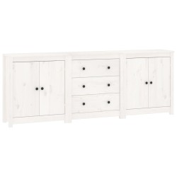 vidaXL Aparador de madera maciza de pino blanco 210x35x80 cm