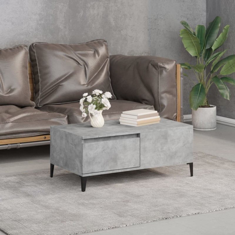 vidaXL Mesa de centro madera contrachapada gris hormigón 90x50x36,5 cm vidaXL Mesa de centro madera contrachapada gris hormigón 90x50x36,5 cm