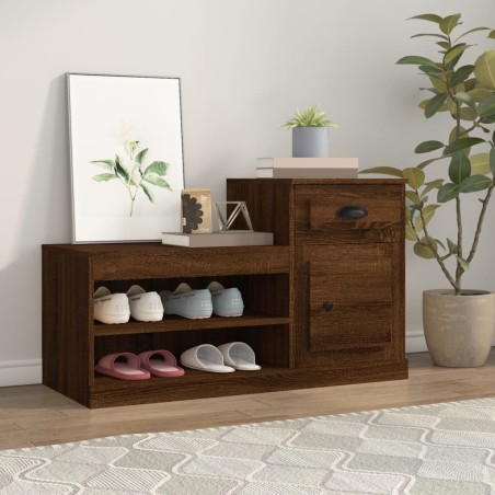 vidaXL Mueble zapatero madera contrachapada roble marrón 100x42x60 cm