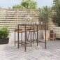vidaXL Mesa alta bar superficie vidrio ratán PE marrón 110x70x110 cm vidaXL Mesa alta bar superficie vidrio ratán PE marrón 110x70x110 cm
