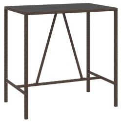 vidaXL Mesa alta bar superficie vidrio ratán PE marrón 110x70x110 cm