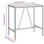 vidaXL Mesa alta bar superficie vidrio ratán PE marrón 110x70x110 cm vidaXL Mesa alta bar superficie vidrio ratán PE marrón 110x70x110 cm