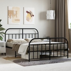 vidaXL Estructura de cama cabecero y pie de cama metal negro 140x190cm