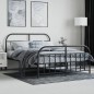 vidaXL Estructura de cama cabecero y pie de cama metal negro 140x190cm vidaXL Estructura de cama cabecero y pie de cama metal negro 140x190cm