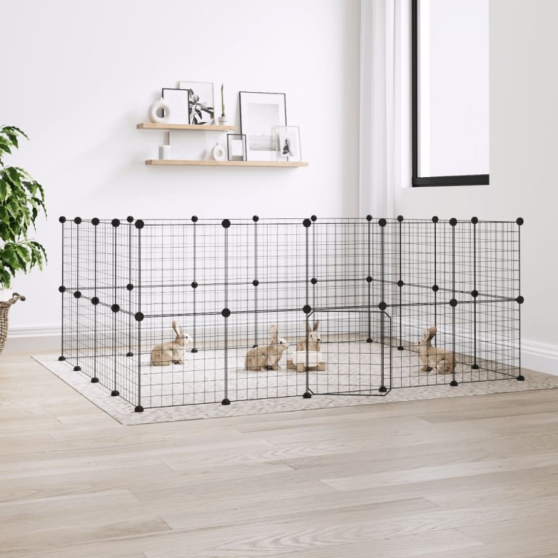 vidaXL Jaula para mascotas de 36 paneles puerta acero negro 35x35 cm vidaXL Jaula para mascotas de 36 paneles puerta acero negro 35x35 cm