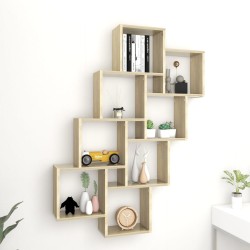 vidaXL Estante cubo de pared contrachapado roble Sonoma 90x15x119 cm