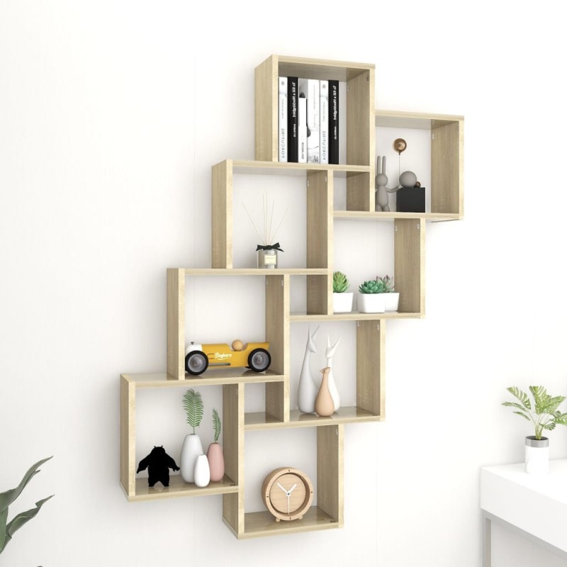 vidaXL Estante cubo de pared contrachapado roble Sonoma 90x15x119 cm vidaXL Estante cubo de pared contrachapado roble Sonoma 90x15x119 cm