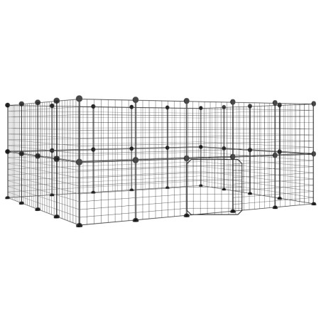 vidaXL Jaula para mascotas de 36 paneles puerta acero negro 35x35 cm