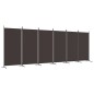 vidaXL Biombo divisor de 6 paneles de tela marrón 520x180 cm vidaXL Biombo divisor de 6 paneles de tela marrón 520x180 cm