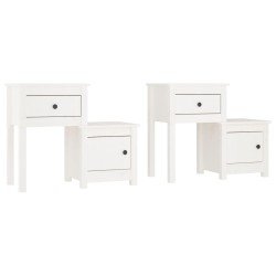 vidaXL Mesitas de noche 2 uds madera de pino blanco 79,5x38x65,5 cm