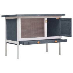 vidaXL Jaula conejera de 1 piso madera gris