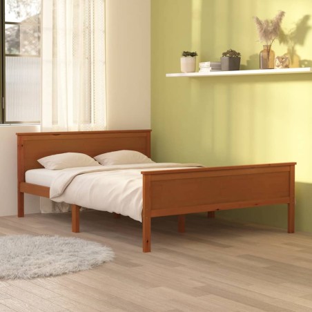 vidaXL Estructura de cama madera maciza pino marrón miel 140x200 cm