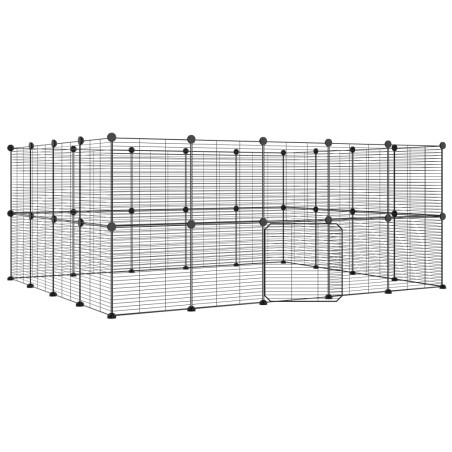 vidaXL Jaula para mascotas de 36 paneles puerta acero negro 35x35 cm
