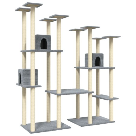 vidaXL Rascador para gatos con postes de sisal gris claro 174 cm