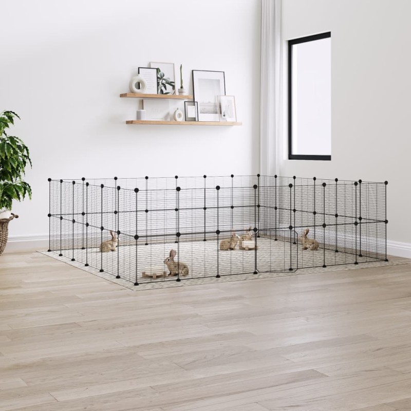 vidaXL Jaula para mascotas de 52 paneles puerta acero negro 35x35 cm vidaXL Jaula para mascotas de 52 paneles puerta acero negro 35x35 cm