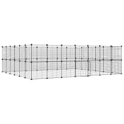 vidaXL Jaula para mascotas de 52 paneles puerta acero negro 35x35 cm