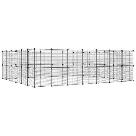 vidaXL Jaula para mascotas de 52 paneles puerta acero negro 35x35 cm