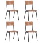 vidaXL Sillas de comedor 4 uds contrachapada maciza y acero marrón