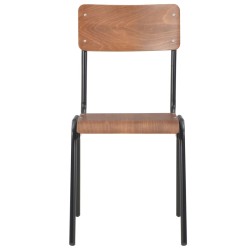vidaXL Sillas de comedor 4 uds contrachapada maciza y acero marrón