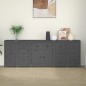 vidaXL Aparador de madera maciza de pino gris 230 x 35 x 80 cm