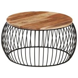 vidaXL Mesa de centro de madera maciza de acacia Ø68 cm