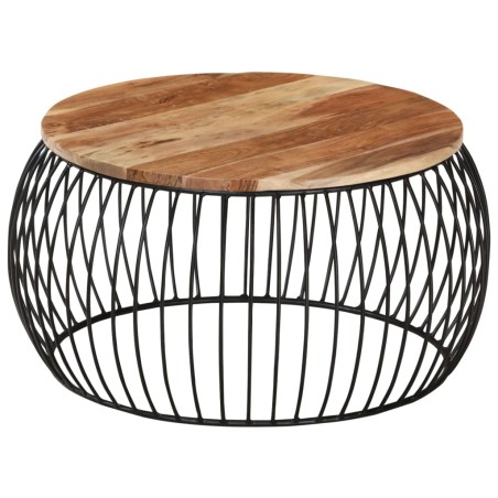 vidaXL Mesa de centro de madera maciza de acacia Ø68 cm