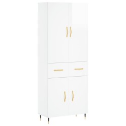 vidaXL Aparador alto madera contrachapada blanco brillo 69,5x34x180 cm