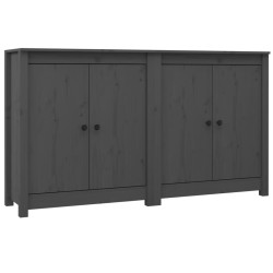 vidaXL Aparador 2 uds de madera maciza de pino gris 70x35x80 cm