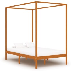 vidaXL Cama con dosel de madera maciza de pino marrón miel 120x200 cm