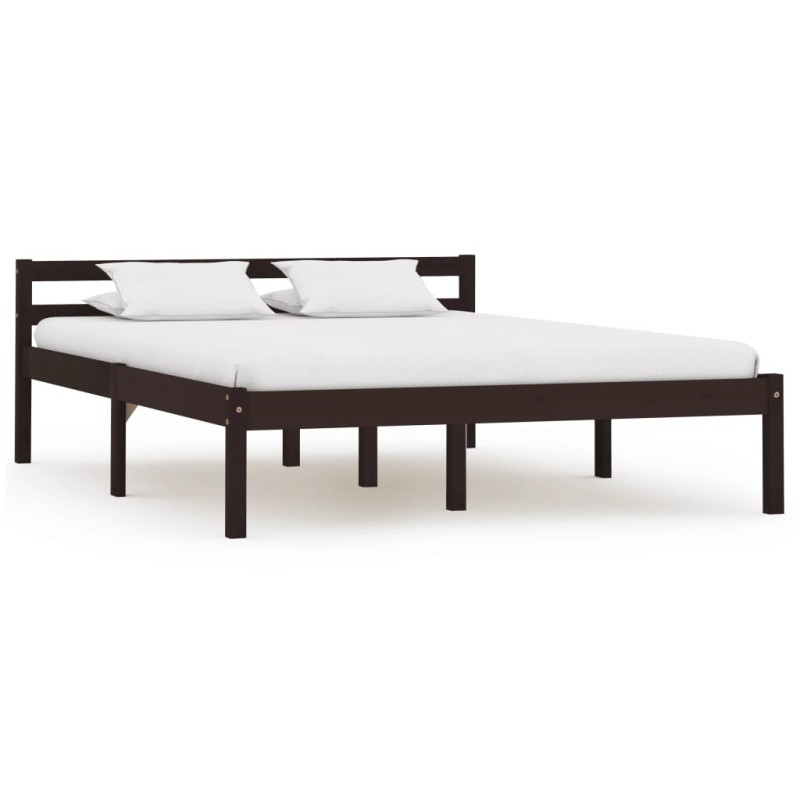 vidaXL Estructura de cama madera maciza pino marrón oscuro 140x200 cm vidaXL Estructura de cama madera maciza pino marrón oscuro 140x200 cm