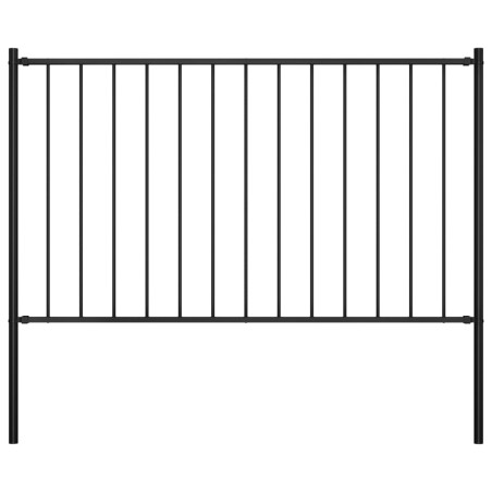 vidaXL Panel valla y postes acero recubrimiento polvo negro 1,7x0,75 m