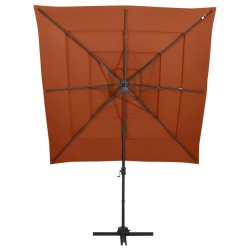 vidaXL Sombrilla de 4 niveles con poste aluminio terracota 250x250 cm